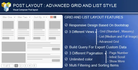 advance post gridlist with custom filtering for visual composer