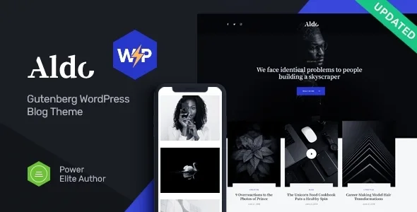 aldo black and white gutenberg blog wordpress theme