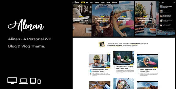 alinan personal blog vlog wordpress theme