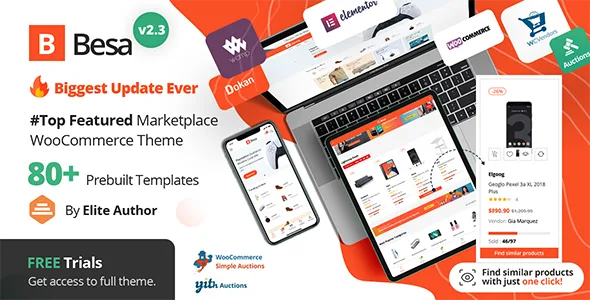 besa elementor marketplace woocommerce theme