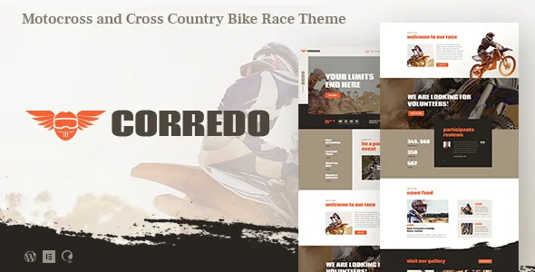 corredo bike race sports events wordpress theme