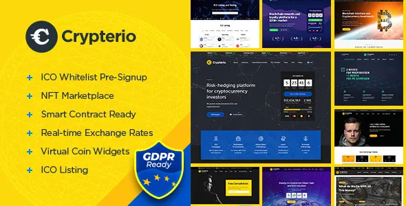 crypterio ico landing page and cryptocurrency wordpress theme