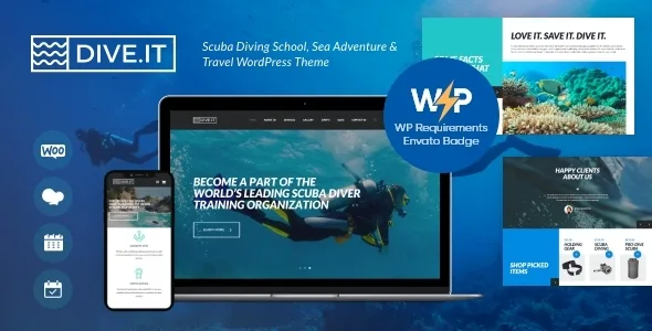diveit scuba diving school sea adventure travel wordpress theme