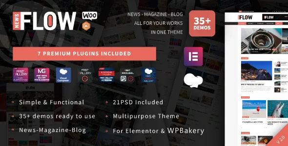 flow news magazine and blog wordpress theme