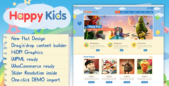 happy kids children wordpress theme