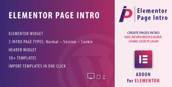 page intro for elementor wordpress plugin