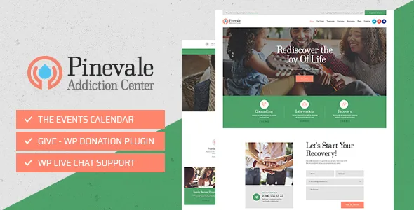 pinevale addiction recovery and rehabilitation center wordpress theme