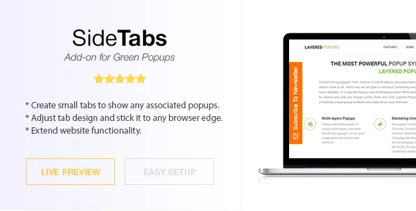 side tabs layered popups add on