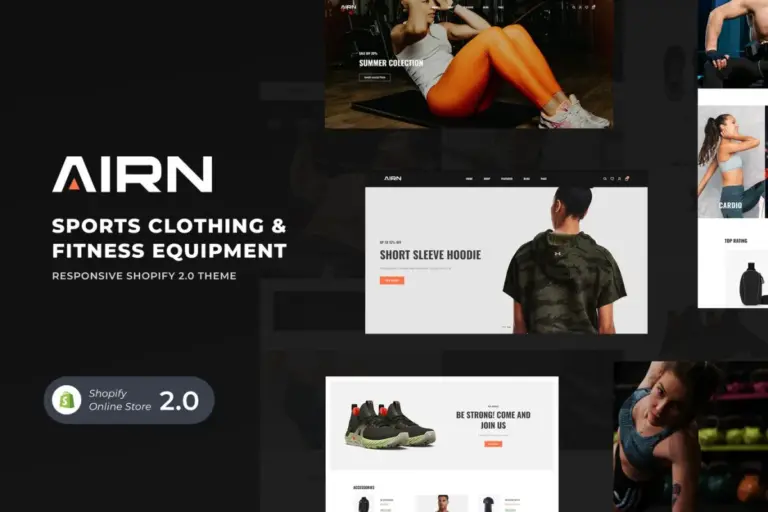airn sports clothing fitness equipment shopify theme