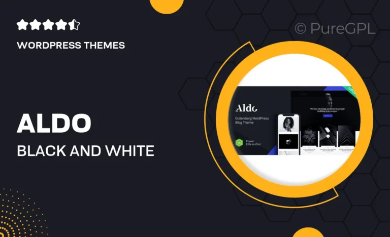aldo black and white gutenberg blog wordpress theme