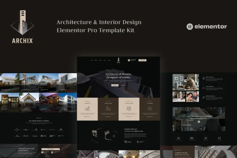 archix architecture interior design elementor pro template kit