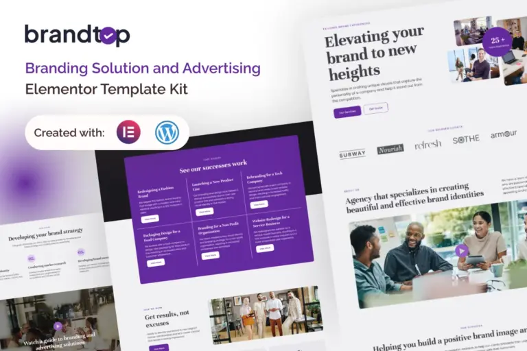 brandtop branding solution advertising elementor template kit