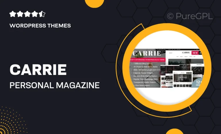 carrie personal magazine wordpress theme