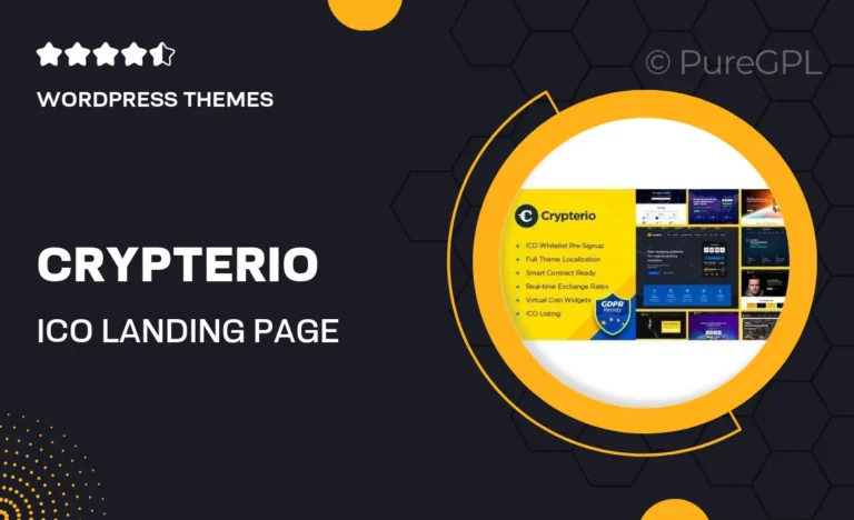 crypterio ico landing page and cryptocurrency wordpress theme