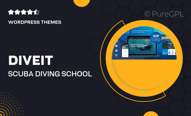 diveit scuba diving school sea adventure travel wordpress theme