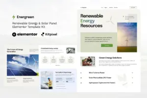 Energreen – Renewable Energy & Solar Panel Elementor Template Kit