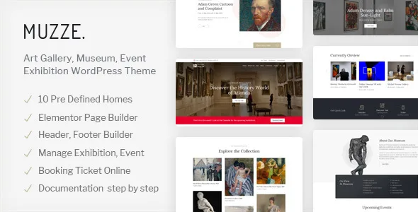muzze museum art gallery exhibition wordpress theme 1