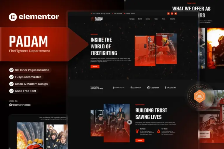 padam firefighter departement elementor template kit 1