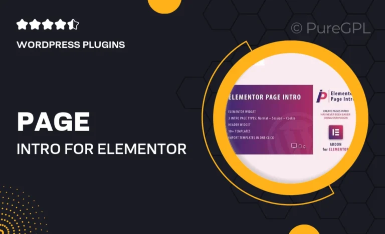 page intro for elementor wordpress plugin