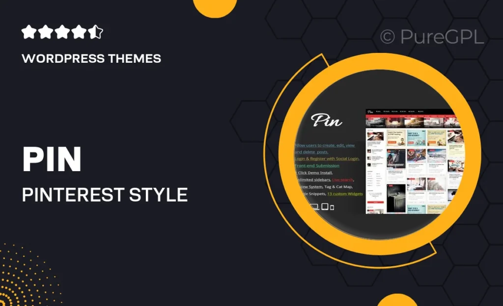 Pin = Pinterest Style / Personal Masonry Blog / Front-end Submission 60 Pin = Pinterest Style / Personal Masonry Blog / Front-end Submission