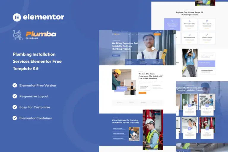plumba plumbing installation service elementor template kit 1