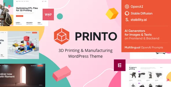 printo 3d printing manufacturing wordpress theme 1