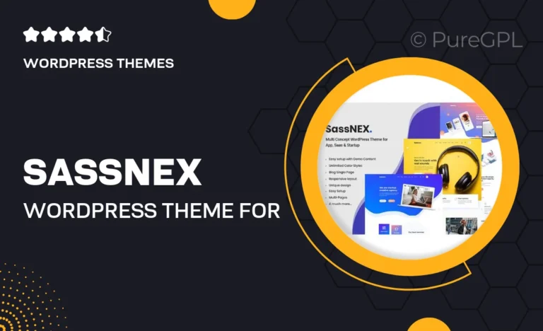 sassnex wordpress theme for app saas startup