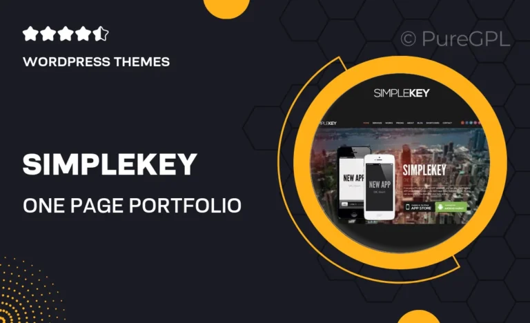 simplekey one page portfolio wordpress theme