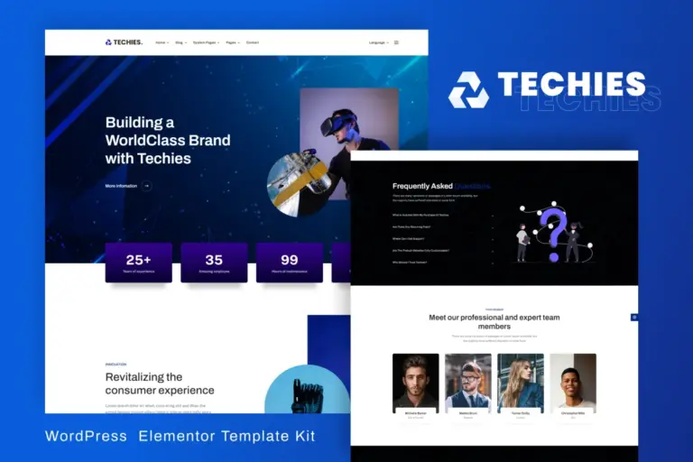 techies technology branding agency elementor pro template kit 1