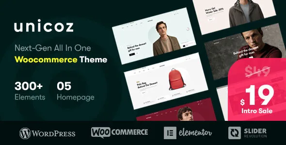 unicoz elementor woocommerce theme 1