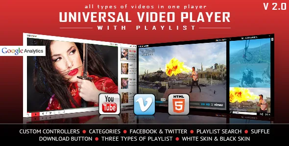 universal video player youtubevimeoself hosted