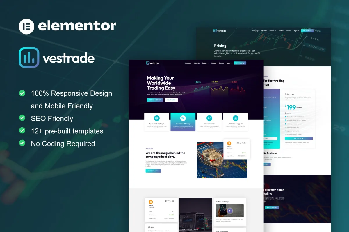 Vestrade – Trading & Stock Market Elementor Template Kit