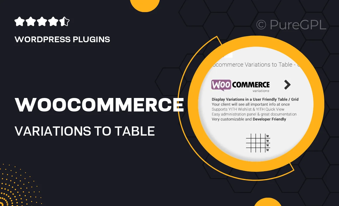 WooCommerce Variations to Table – Grid