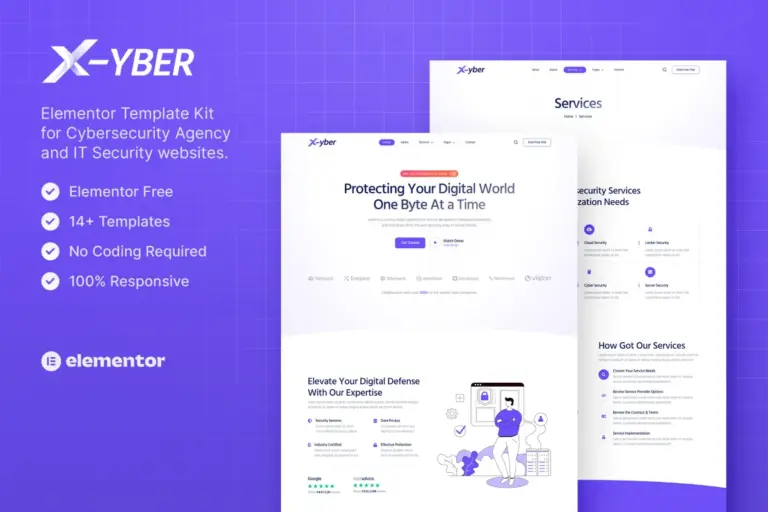 xyber cybersecurity agency it security elementor template kit 1