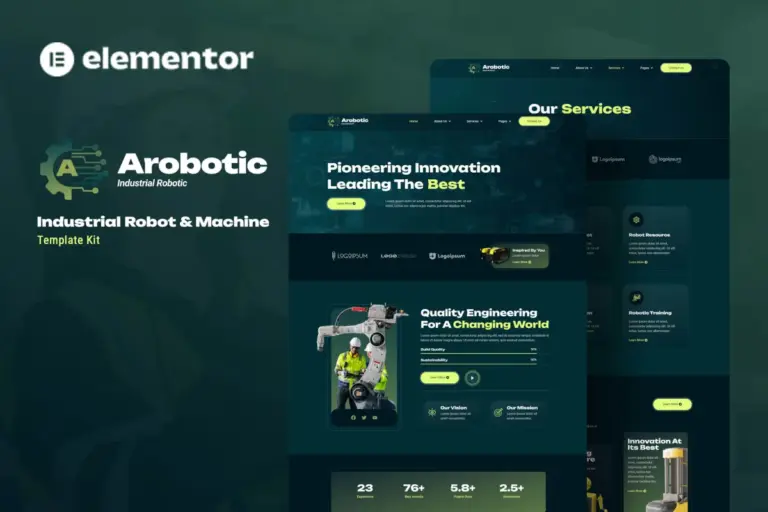 arobotic industrial robot machine elementor template kit 1