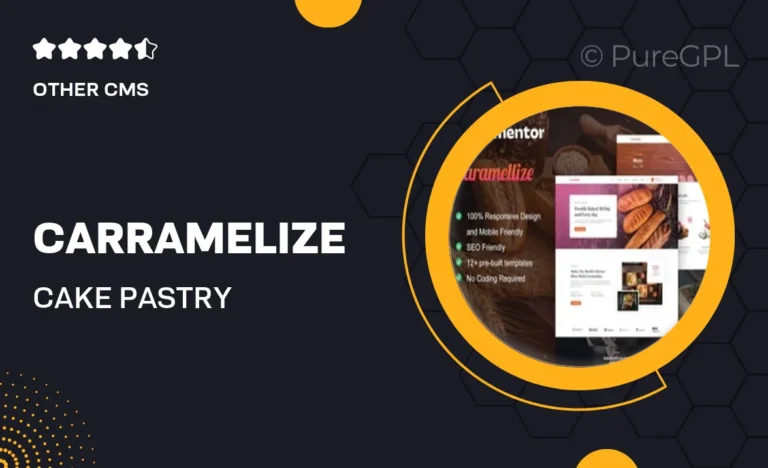 carramelize cake pastry elementor pro template kit