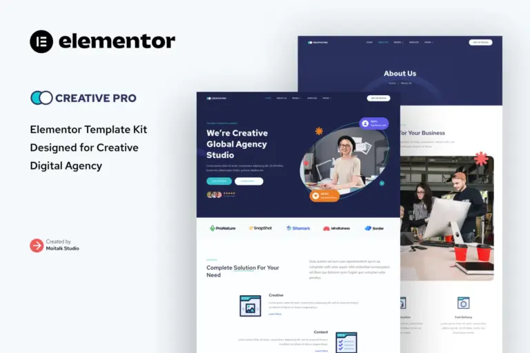 creativepro creative agency studio elementor template kit 1