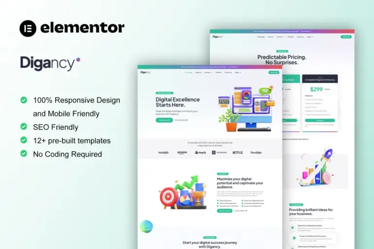 digancy digital agency elementor template kit 1