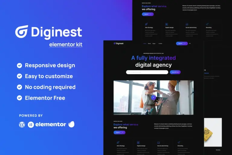 diginest digital agency elementor template kit 1