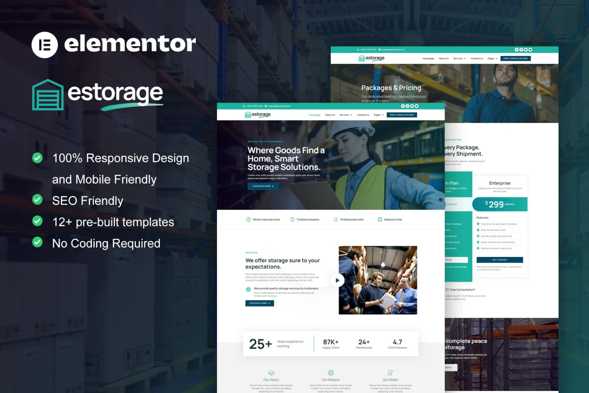 eStorage – Storage Warehouse Services Elementor Template Kit