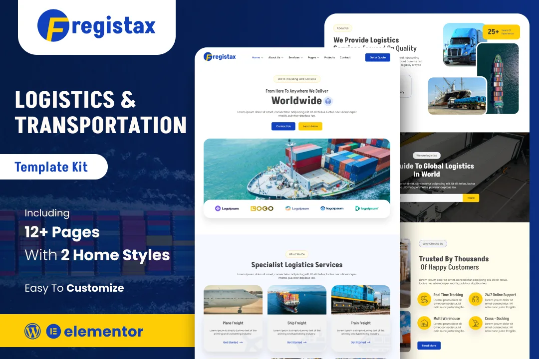 Fregistax – Cargo & Logistics Elementor Template Kit
