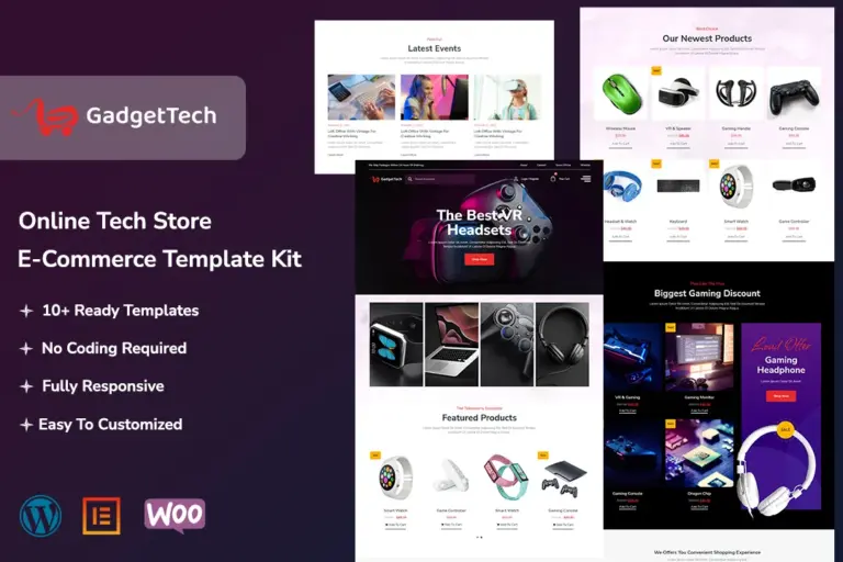 gadgettech eletronic gadget woocommerce elementor template kit 1