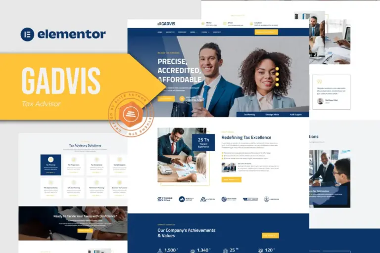 gadvis tax advisor financial consulting elementor template kit 1