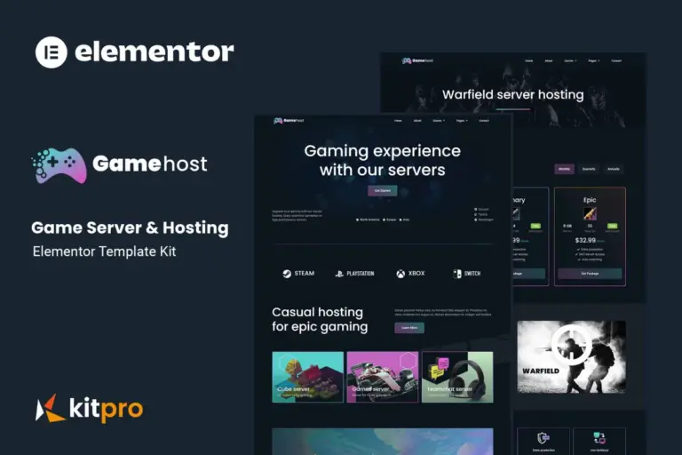 gamehost game server hosting elementor template kit 1