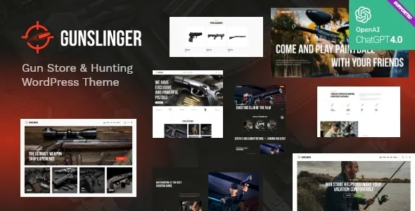 gunslinger gun store hunting wordpress theme 1