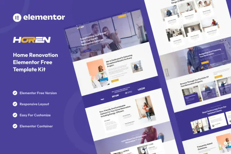 horen home renovation services elementor template kit 1