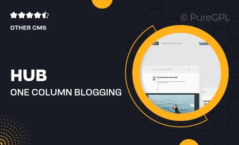 hub one column blogging tumblr theme