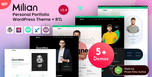 milian personal portfolio online resume cv wordpress theme 1