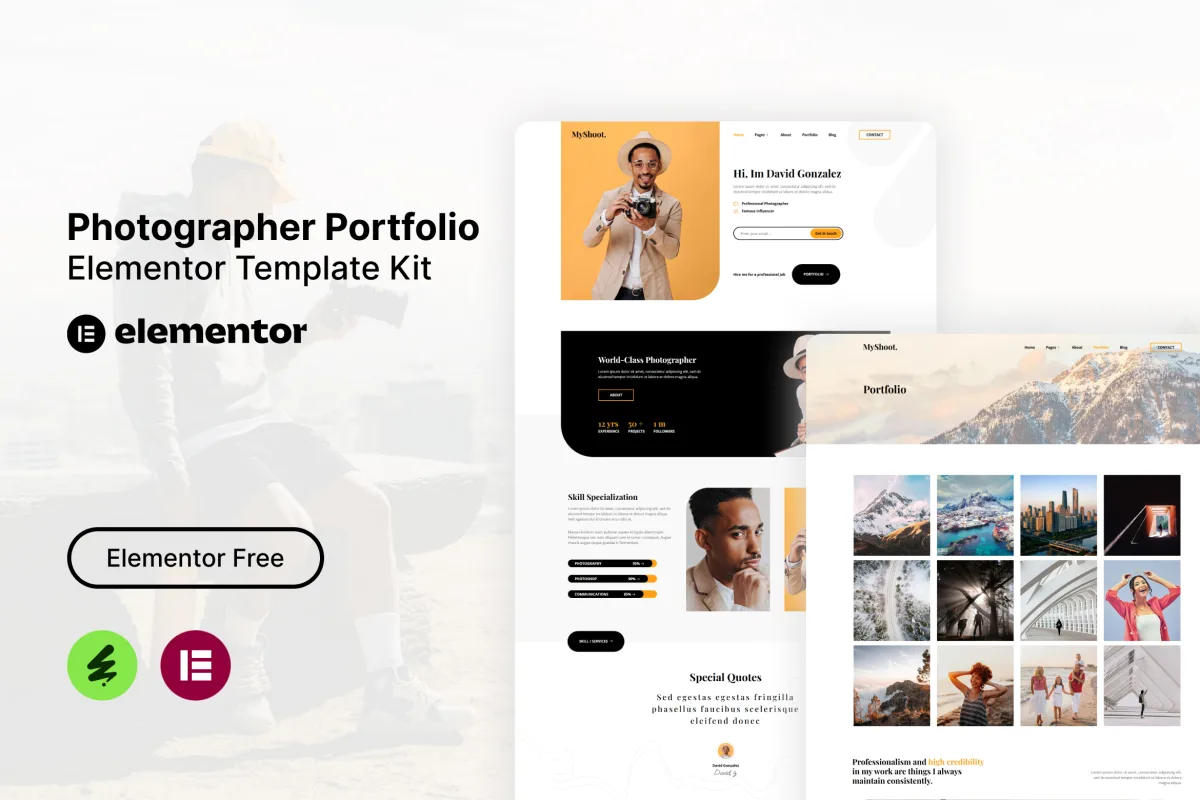 MyShoot – Photographer Portfolio Elementor Template Kit