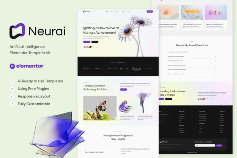 neurai artificial intelligence elementor template kit 1